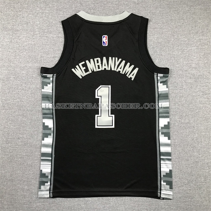 Maillot Enfant San Antonio Spurs Victor Wembanyama NO 1 Statement 2022-23 Noir